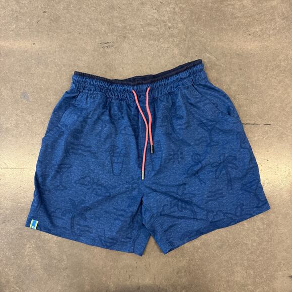 Vintage Y2K Chubbies Drawstring Tropical Print Blue Athletic Short 5.5" Medium - Picture 1 of 5